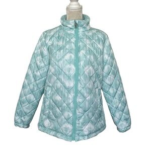 Zeroxposur Quilted Puffer Jacket Women’s Size XL Mint White Water Wind Resistant